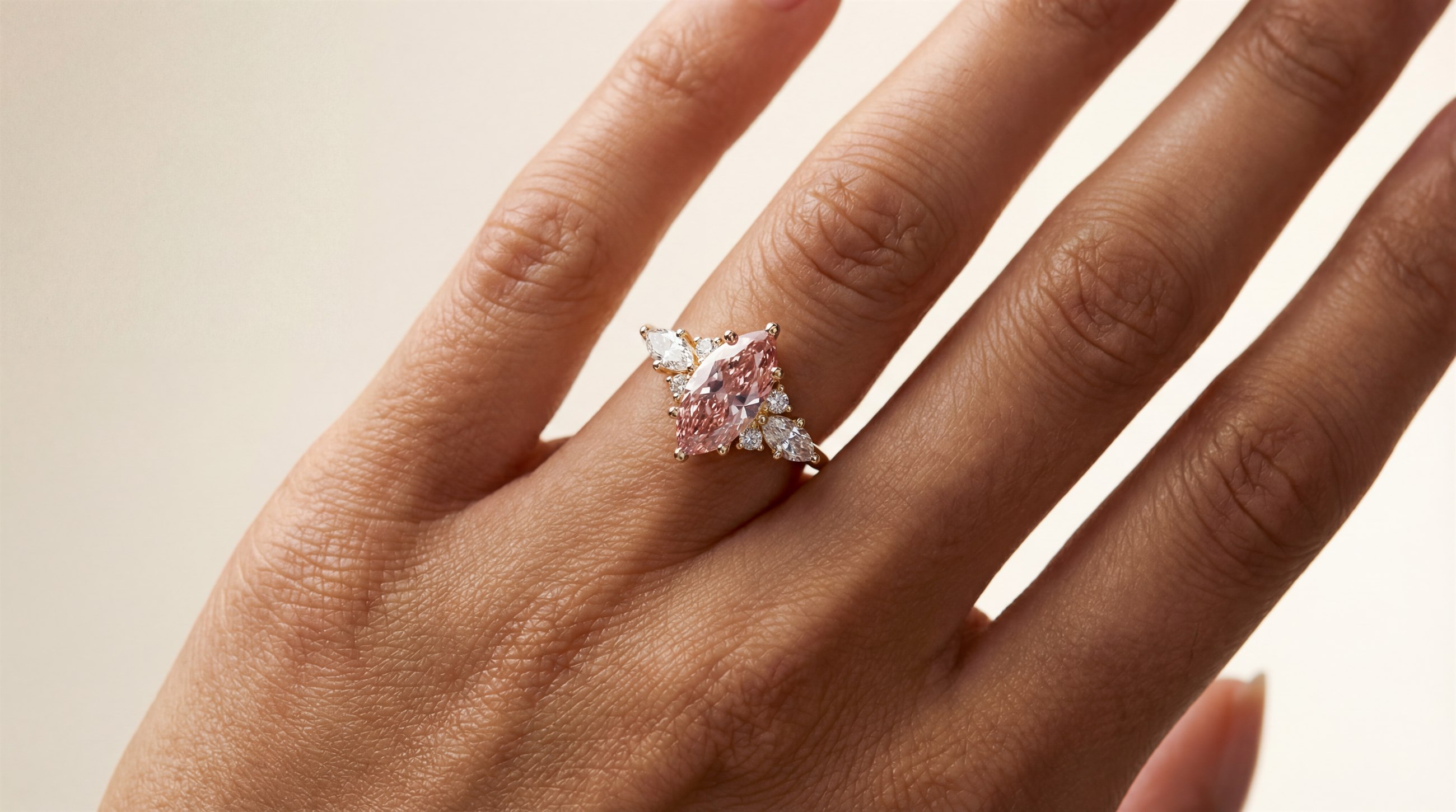 Close-up of a gemstone engagement ring