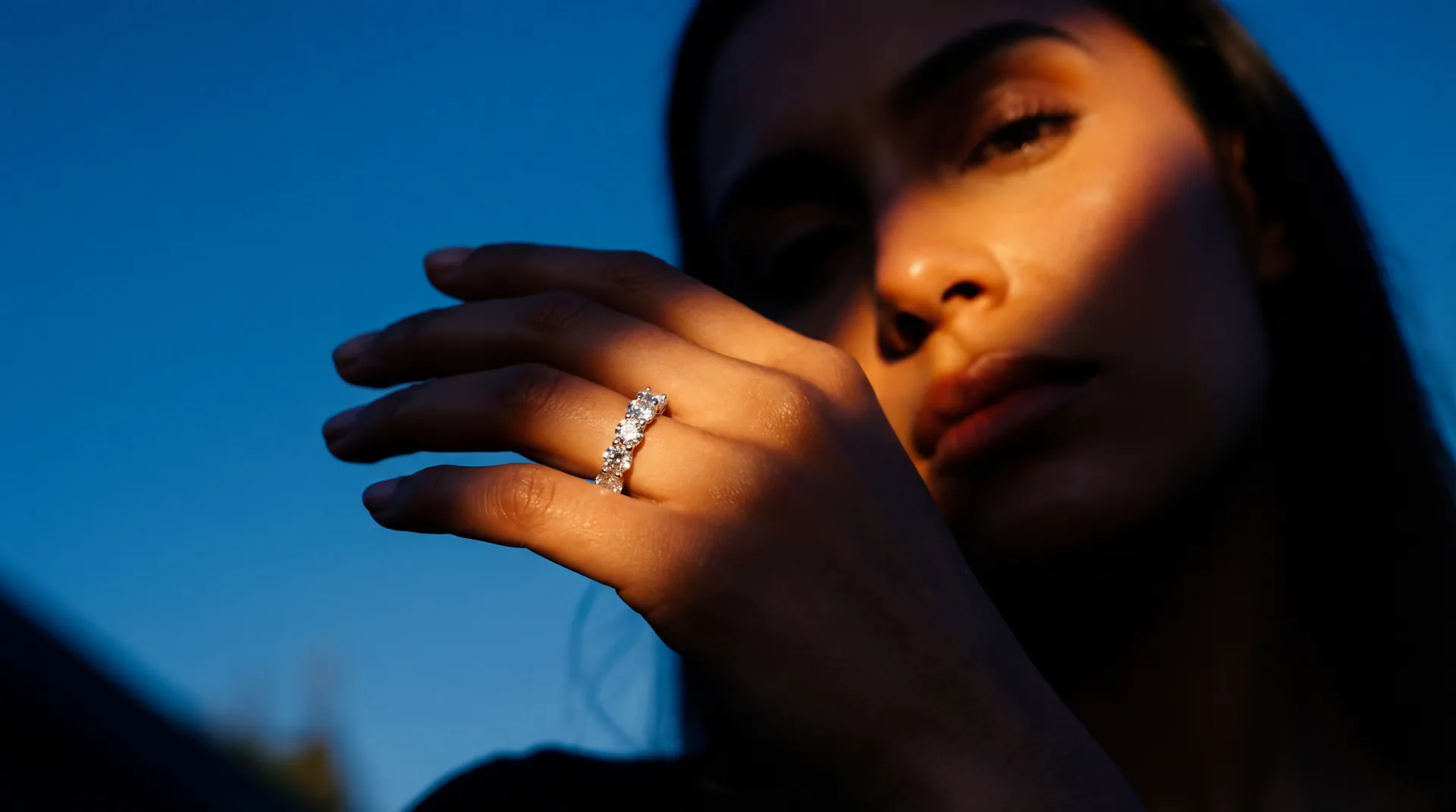 Diamond ring at blue hour